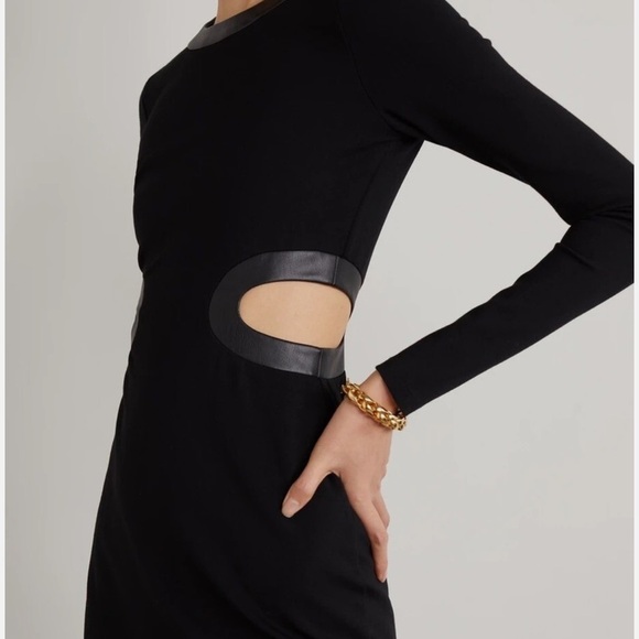 Staud black Dolce cutout long sleeve midi dress with leather trim - XS NWT - Picture 9 of 10